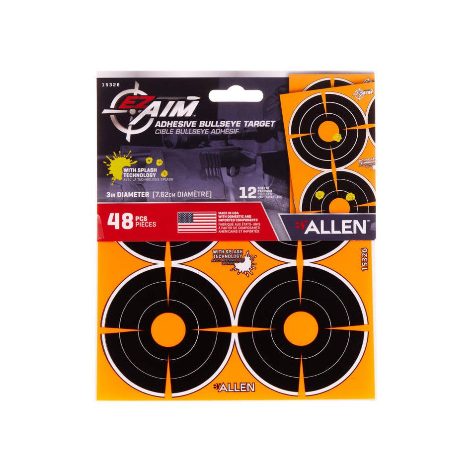 EZ AIM Adhesive Sparse 3IN Bullseye 12 Sheets, 48 Pieces