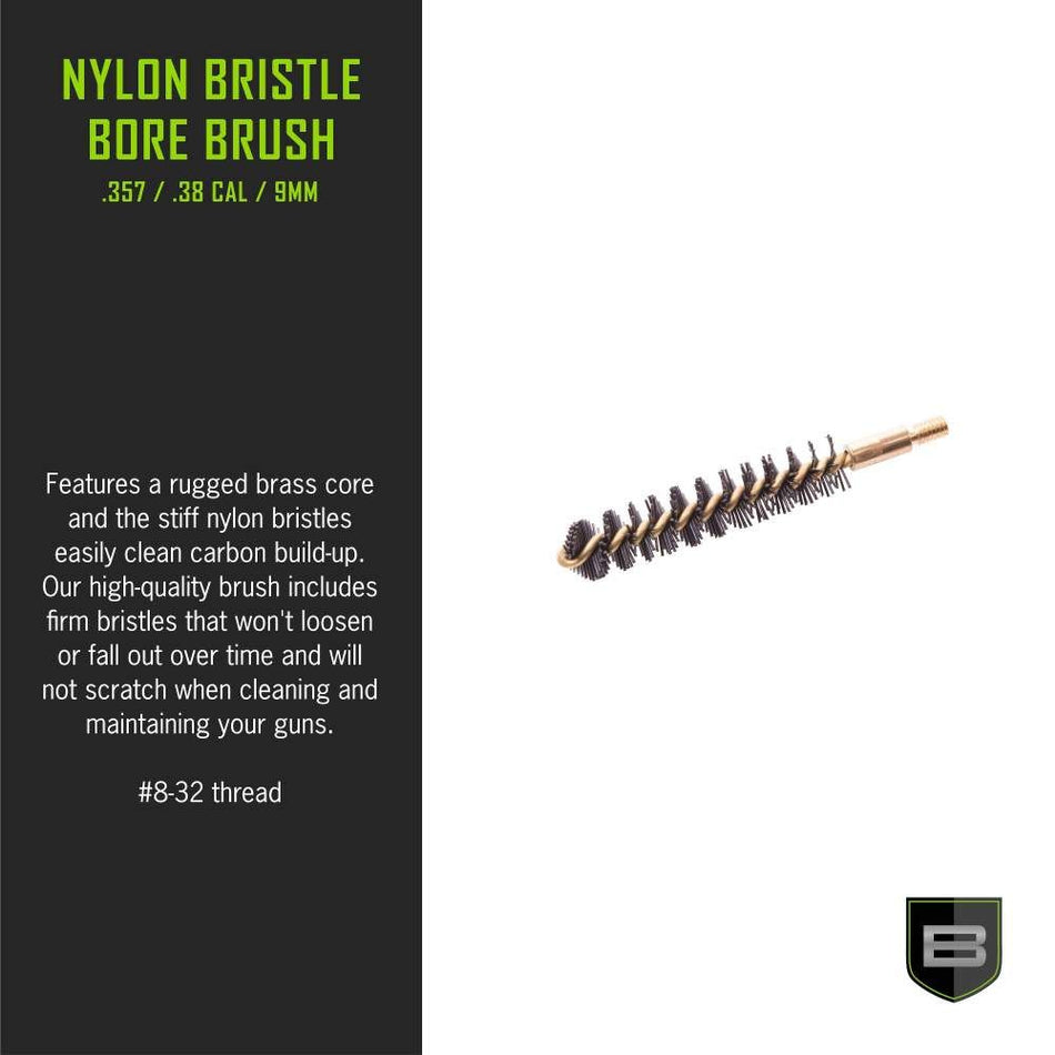 Nylon Bristle Bore Brush .357 / .38 Cal / 9mm (Retail Packaging)