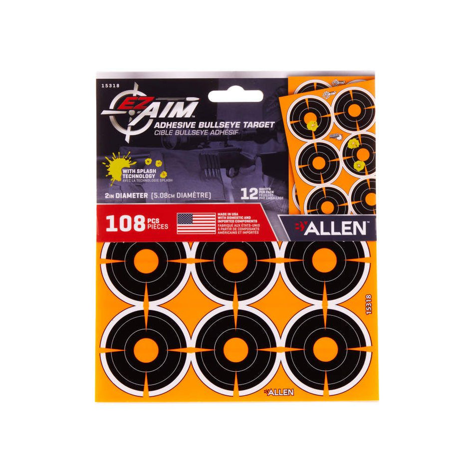 EZ AIM Adhesive Sparse 2IN Bullseye 12 Sheets, 108 Pieces