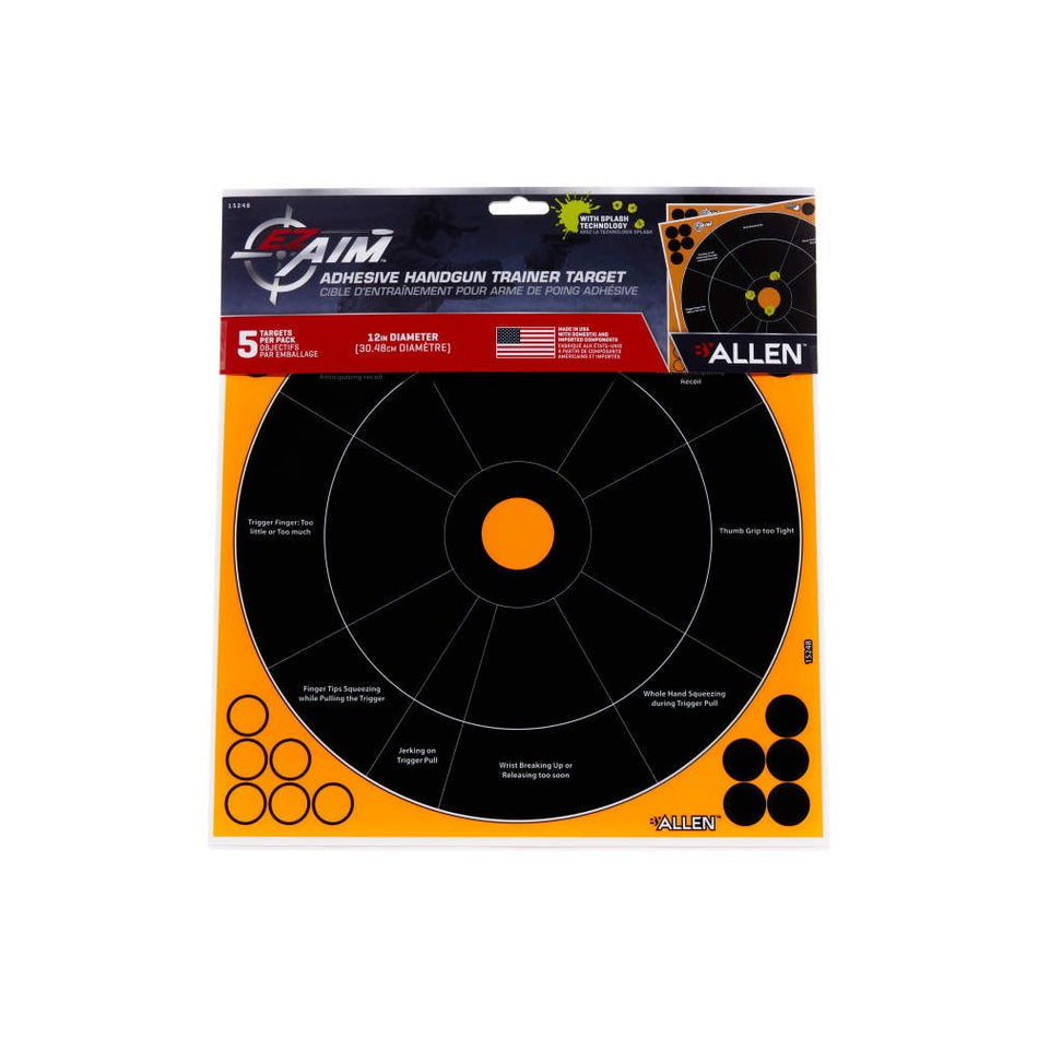 EZ AIM Adhesive Splash 12X12 Handgun Trainer, 5 Pack